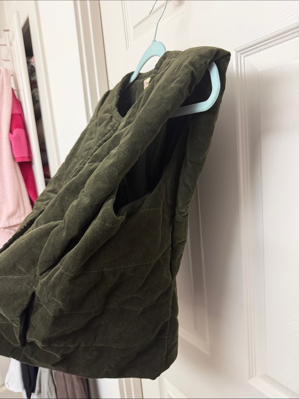 Democracy Olive Green Quilted Corduroy Vest - Picture 4 of 5